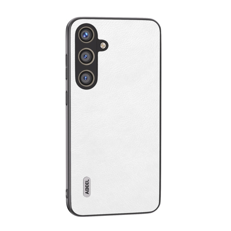 For Samsung Galaxy S24 5G ABEEL Dual Color Lichi Texture PU Phone Case(White)