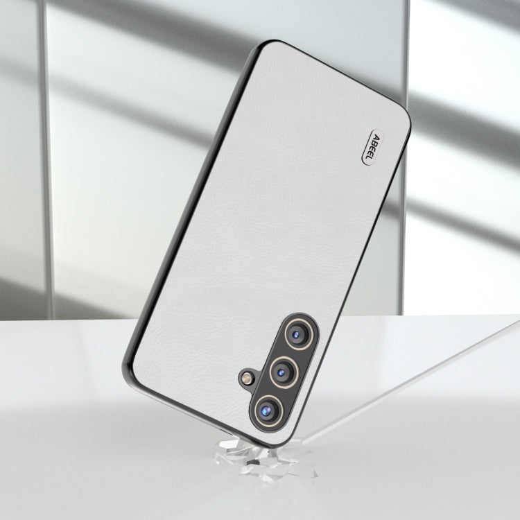 For Samsung Galaxy S24 5G ABEEL Dual Color Lichi Texture PU Phone Case(White)