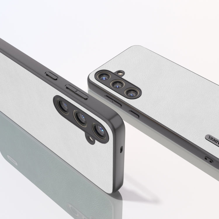 For Samsung Galaxy S24 5G ABEEL Dual Color Lichi Texture PU Phone Case(White)