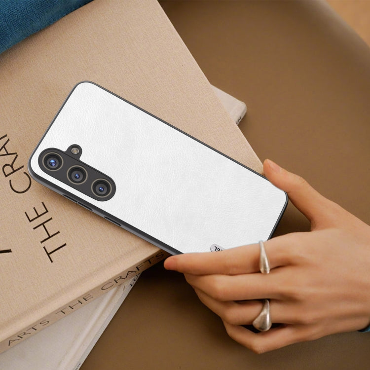 For Samsung Galaxy S24 5G ABEEL Dual Color Lichi Texture PU Phone Case(White)