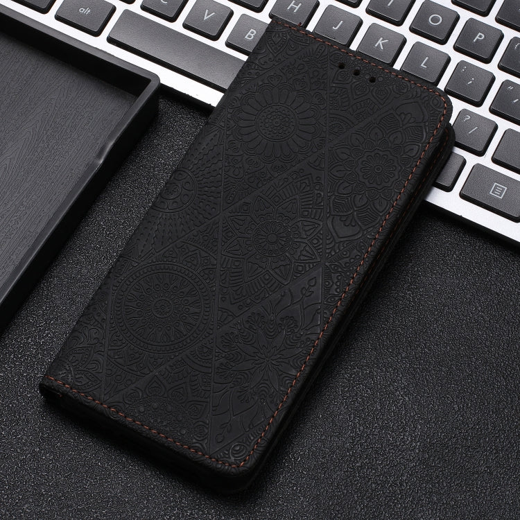 For Samsung Galaxy S24 5G Ethnic Embossed Adsorption Leather Phone Case(Black)
