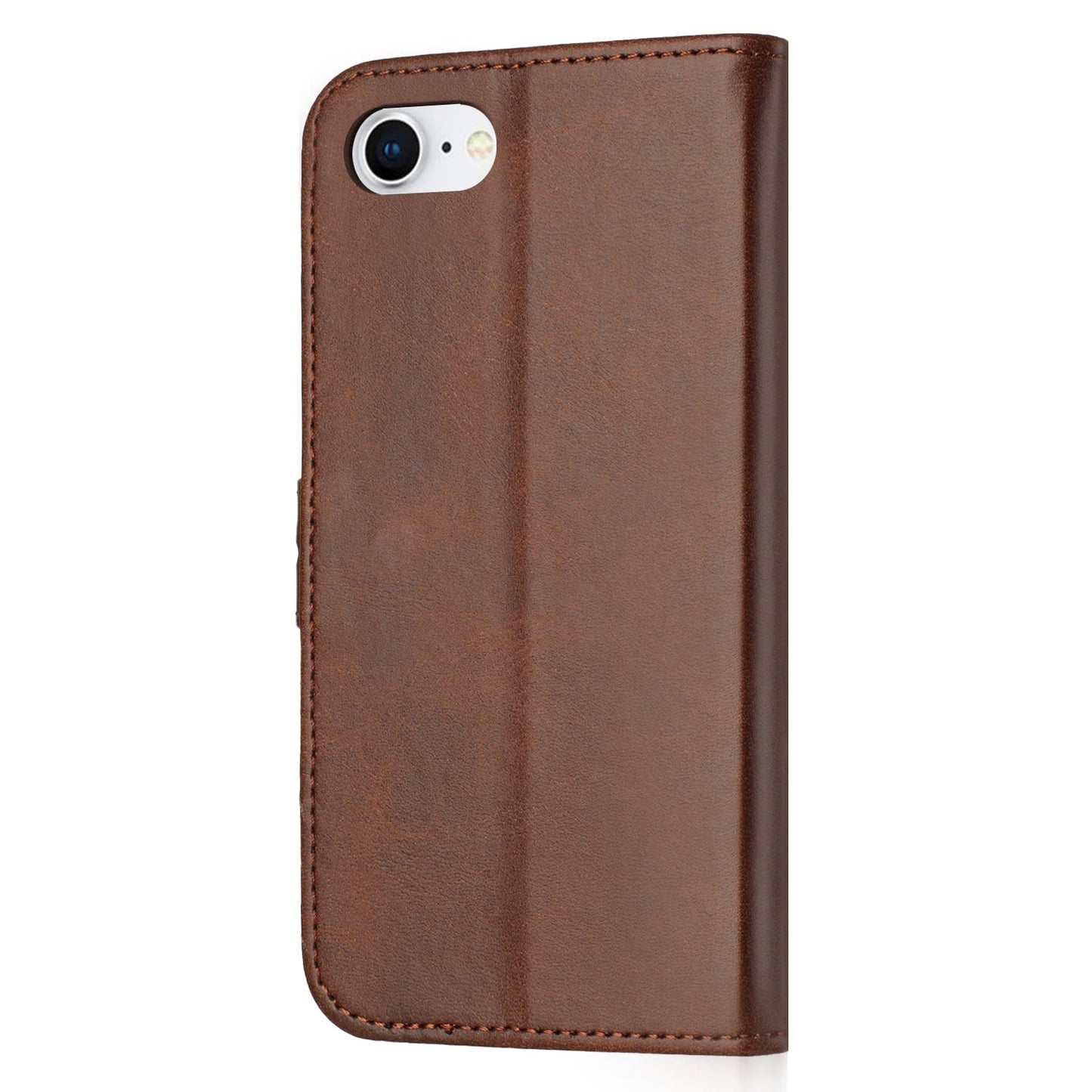 For iPhone 16e Embossed Happy Cat Pattern Flip Leather Phone Case(Brown)