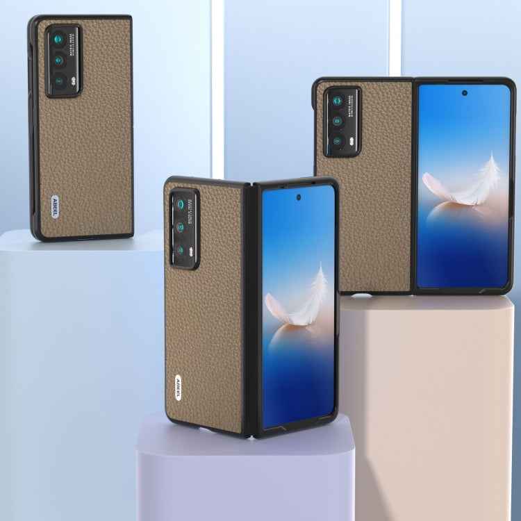 For Honor Magic Vs2 ABEEL Genuine Leather Litchi Texture Phone Case(Grey)