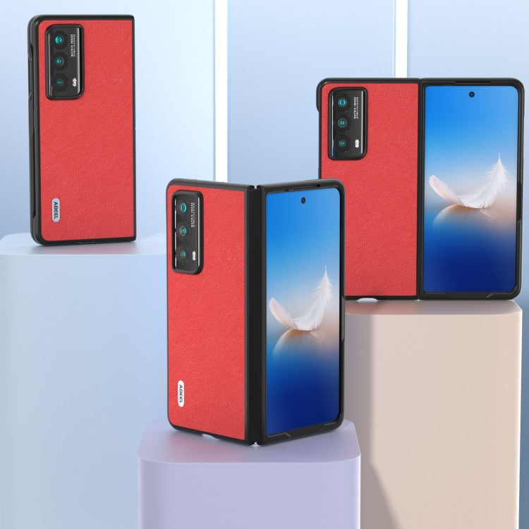 For Honor Magic Vs2 ABEEL Cross Texture Genuine Leather Phone Case(Red)