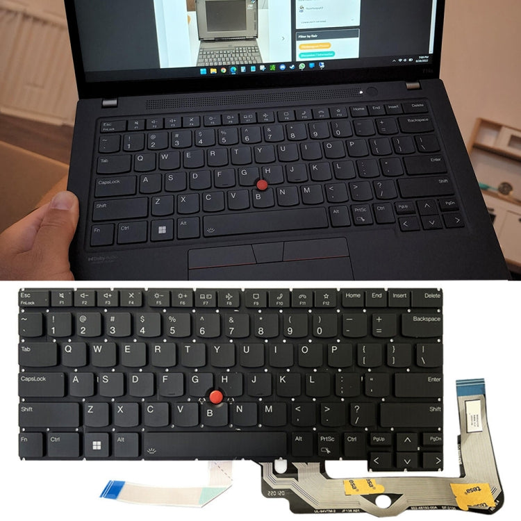 For Lenovo ThinkPad T14s Gen 3 21BR 21BS US Version Laptop Keyboard(Black)