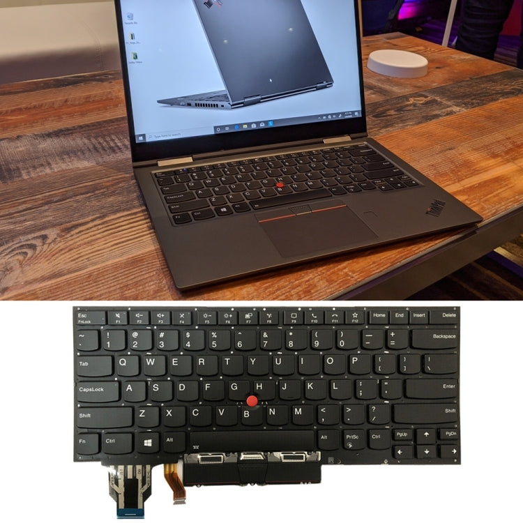 For Lenovo ThinkPad X1 Yoga 5th Gen 20UB US Version Backlight Laptop Keyboard with Touchpad Button(Black)