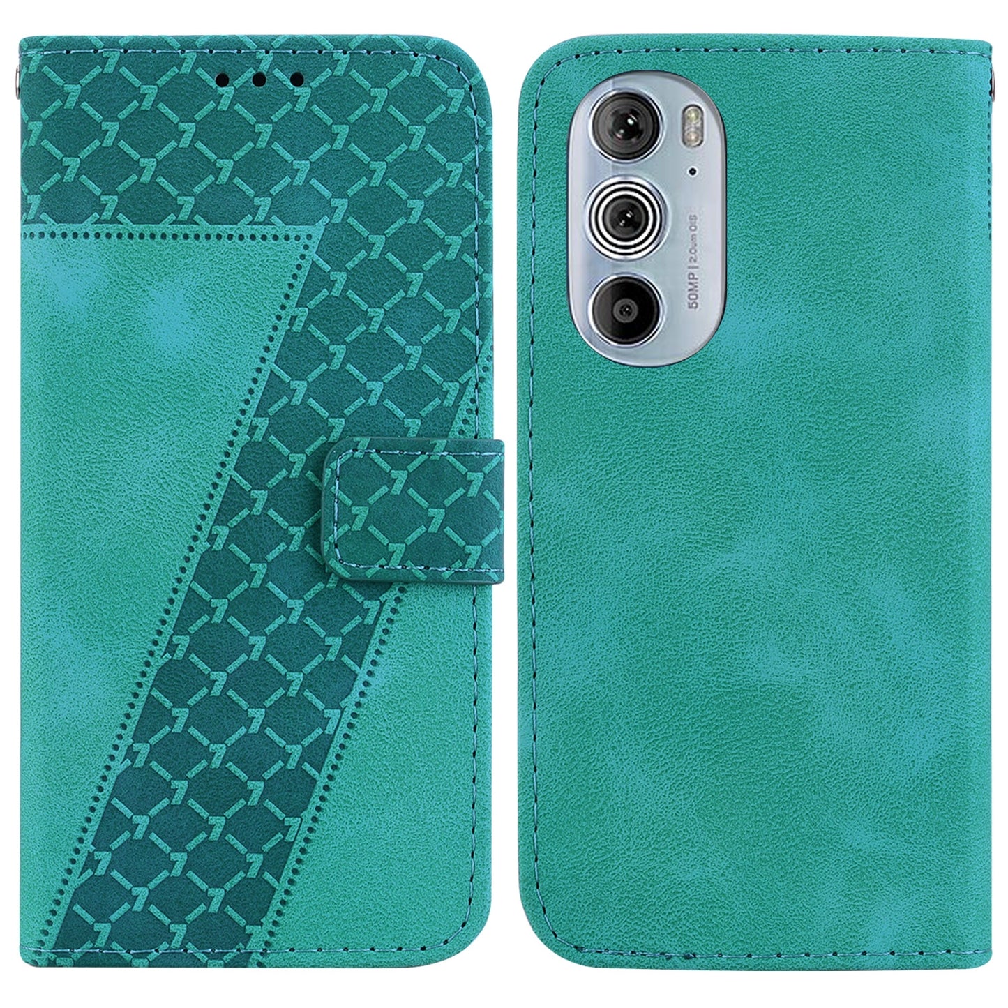 For Motorola Edge 30 Pro Seven-shaped Embossed Leather Phone Case(Green)