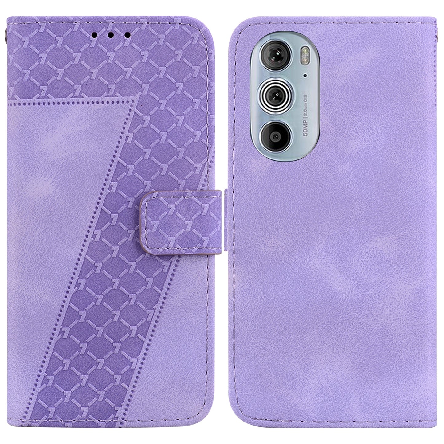 For Motorola Edge 30 Pro Seven-shaped Embossed Leather Phone Case(Purple)