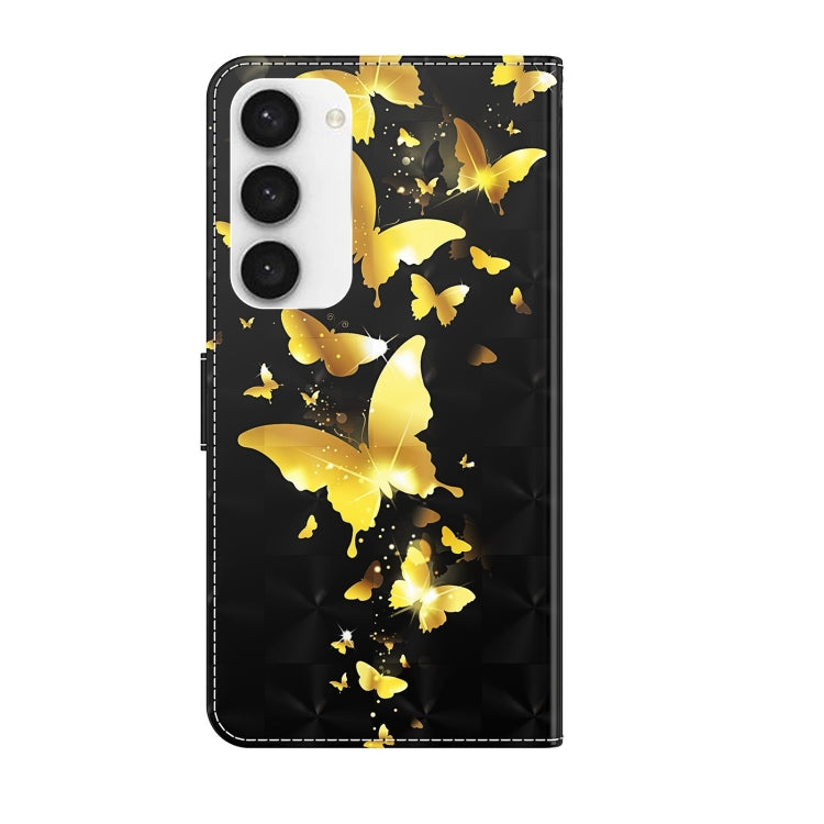 For Samsung Galaxy S24 5G 3D Painting Pattern Flip Leather Phone Case(Gold Butterfly)