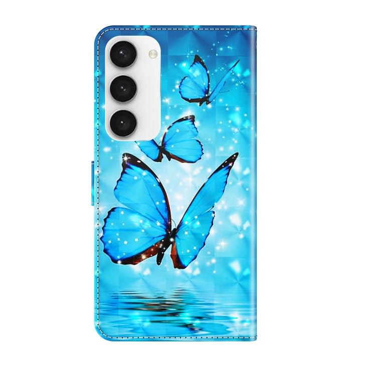 For Samsung Galaxy S24 5G 3D Painting Pattern Flip Leather Phone Case(Three Butterflies)