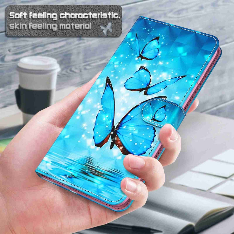 For Samsung Galaxy S24 5G 3D Painting Pattern Flip Leather Phone Case(Three Butterflies)