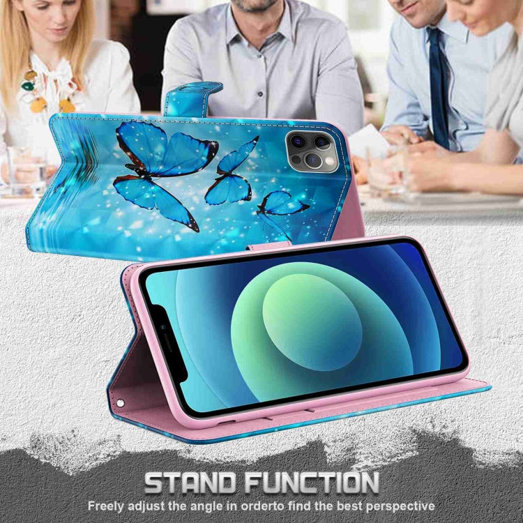 For Samsung Galaxy S24 5G 3D Painting Pattern Flip Leather Phone Case(Three Butterflies)