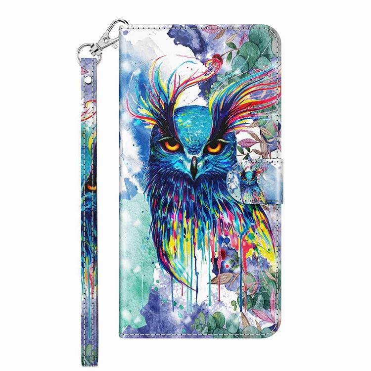 For Samsung Galaxy S24 5G 3D Painting Pattern Flip Leather Phone Case(Watercolor Owl)