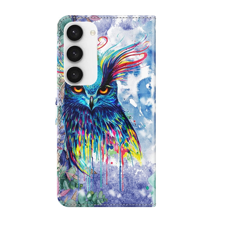 For Samsung Galaxy S24 5G 3D Painting Pattern Flip Leather Phone Case(Watercolor Owl)