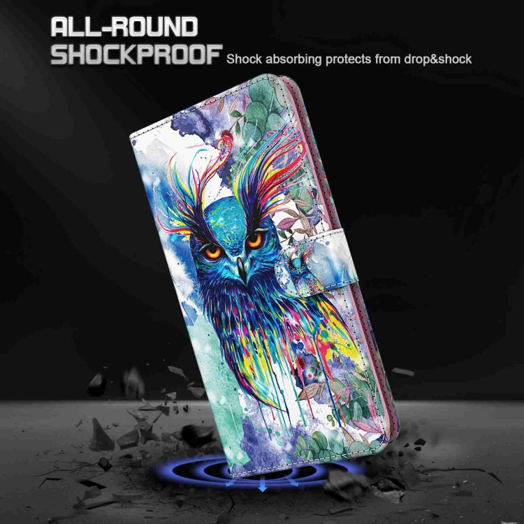 For Samsung Galaxy S24 5G 3D Painting Pattern Flip Leather Phone Case(Watercolor Owl)