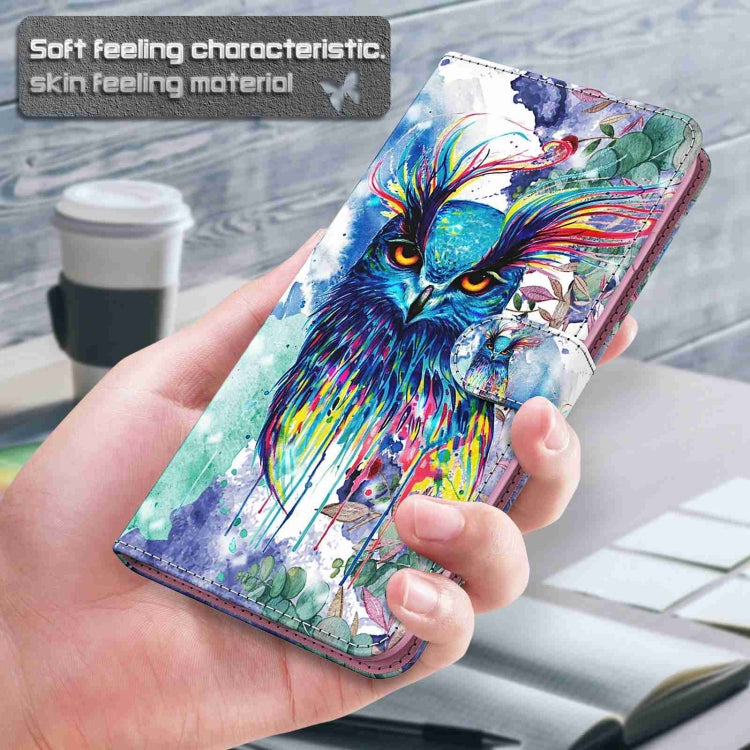 For Samsung Galaxy S24 5G 3D Painting Pattern Flip Leather Phone Case(Watercolor Owl)