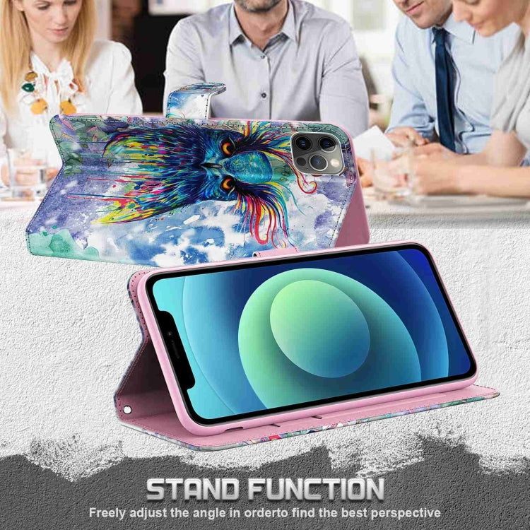 For Samsung Galaxy S24 5G 3D Painting Pattern Flip Leather Phone Case(Watercolor Owl)