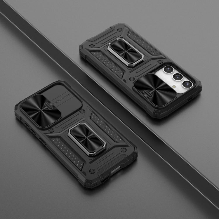 For Samsung Galaxy S24 5G Camshield Robot TPU Hybrid PC Phone Case(Black)