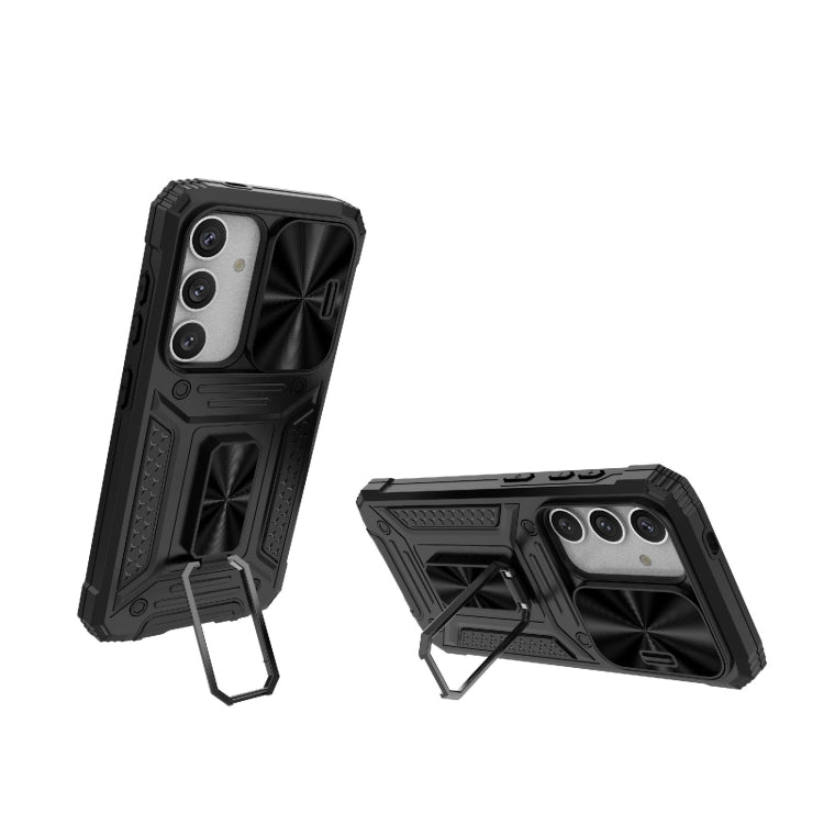 For Samsung Galaxy S24 5G Camshield Robot TPU Hybrid PC Phone Case(Black)