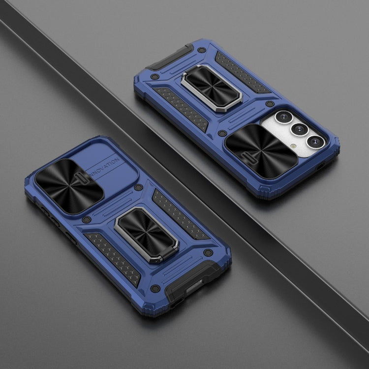 For Samsung Galaxy S24 5G Camshield Robot TPU Hybrid PC Phone Case(Blue)