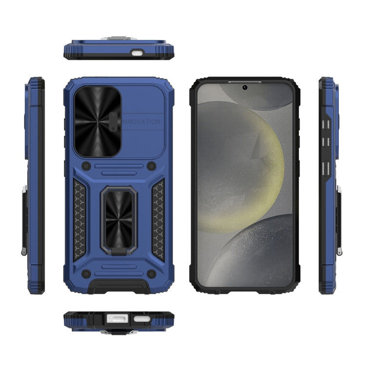 For Samsung Galaxy S24 5G Camshield Robot TPU Hybrid PC Phone Case(Blue)