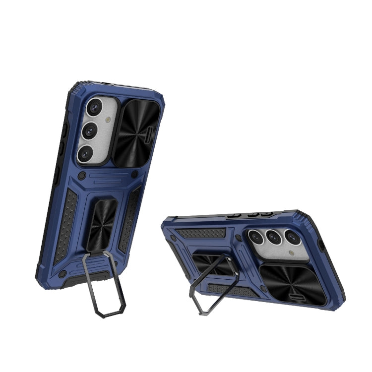 For Samsung Galaxy S24 5G Camshield Robot TPU Hybrid PC Phone Case(Blue)