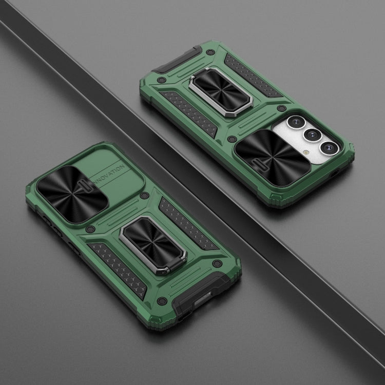 For Samsung Galaxy S24 5G Camshield Robot TPU Hybrid PC Phone Case(Green)