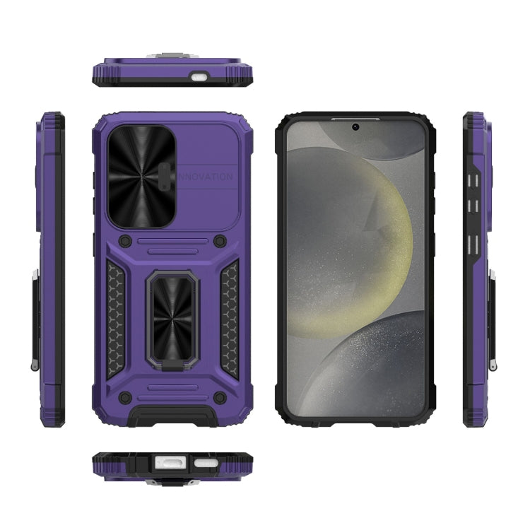 For Samsung Galaxy S24 5G Camshield Robot TPU Hybrid PC Phone Case(Purple)