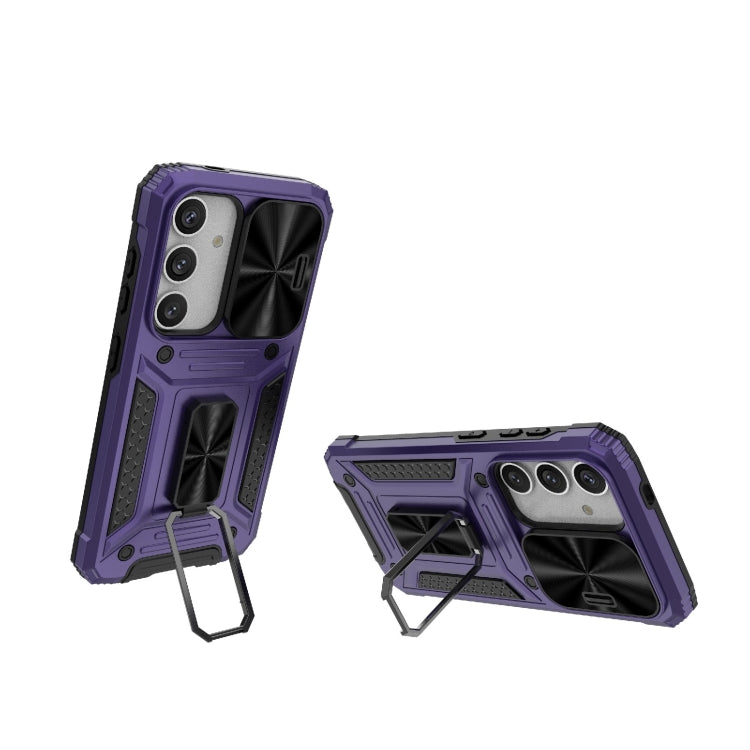 For Samsung Galaxy S24 5G Camshield Robot TPU Hybrid PC Phone Case(Purple)
