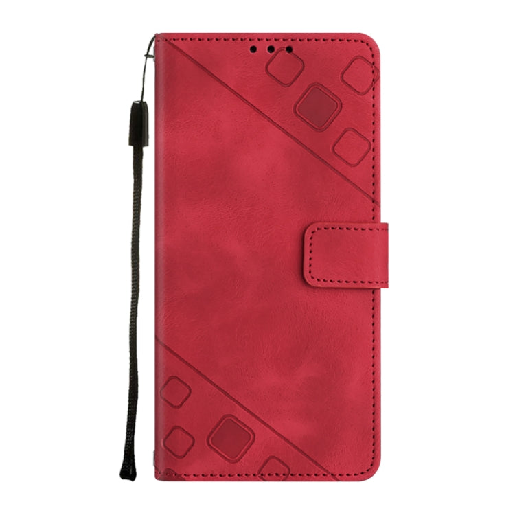 For Samsung Galaxy S24 5G Skin-feel Embossed Leather Phone Case(Red)