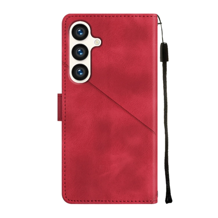 For Samsung Galaxy S24 5G Skin-feel Embossed Leather Phone Case(Red)