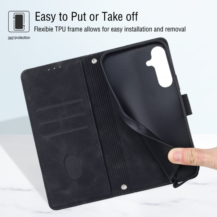 For Samsung Galaxy S24 5G Skin-feel Embossed Leather Phone Case(Black)