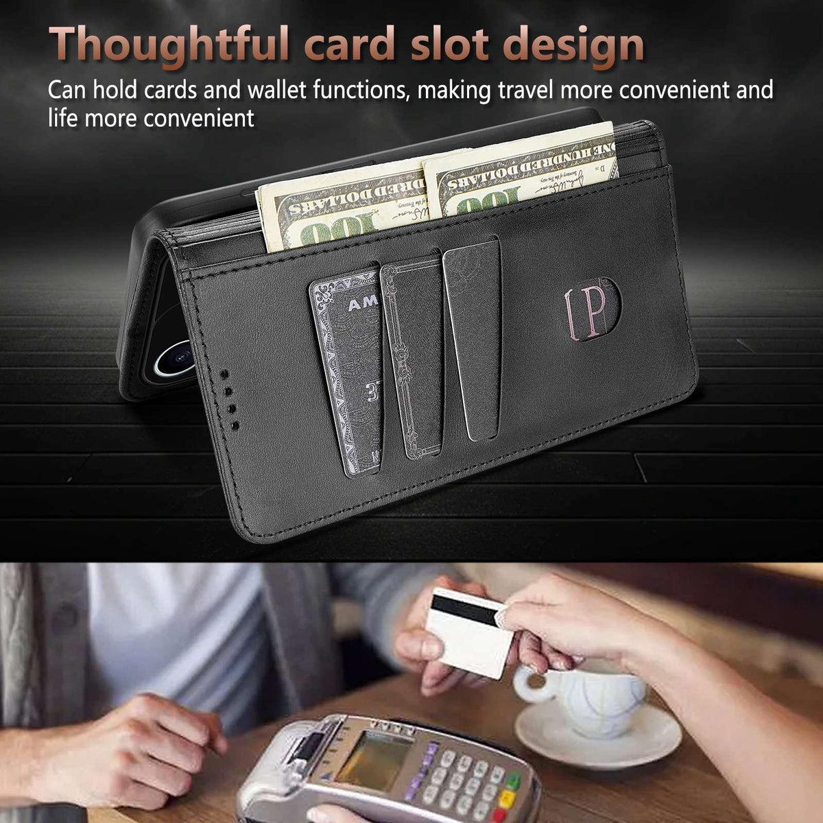 Compatible with iPhone 18 Pro AZNS Skin Feel Calf Texture Flip Leather Phone Case - Black