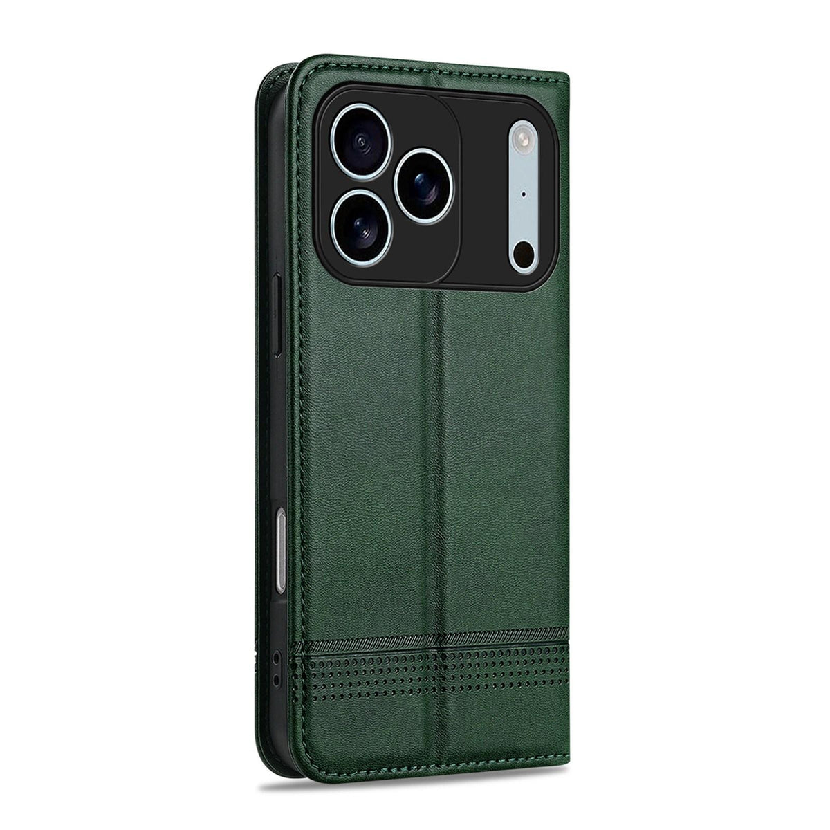 Compatible with iPhone 18 Pro Max AZNS Magnetic Calf Texture Flip Leather Phone Case - Dark Green
