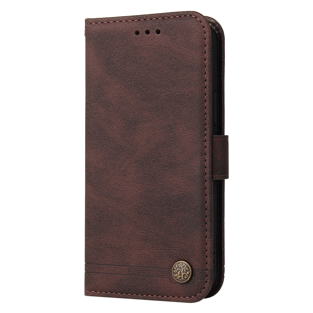 For OPPO K12 Skin Feel Life Tree Metal Button Leather Phone Case(Brown)
