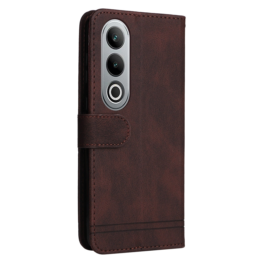 For OPPO K12 Skin Feel Life Tree Metal Button Leather Phone Case(Brown)