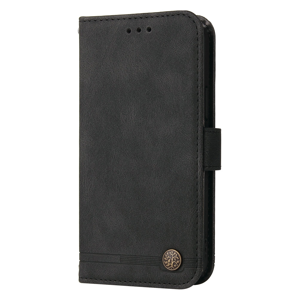 For OPPO K12 Skin Feel Life Tree Metal Button Leather Phone Case(Black)