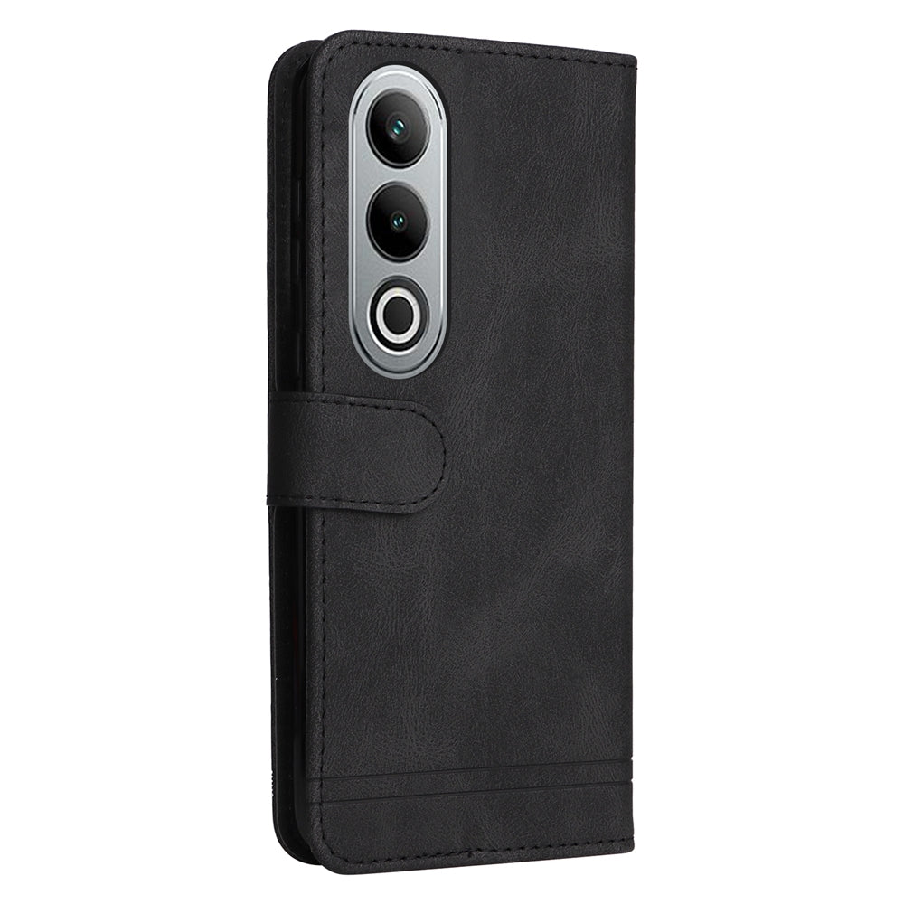 For OPPO K12 Skin Feel Life Tree Metal Button Leather Phone Case(Black)