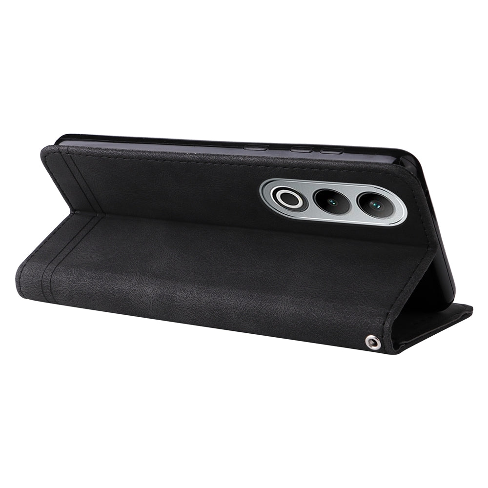 For OPPO K12 Skin Feel Life Tree Metal Button Leather Phone Case(Black)