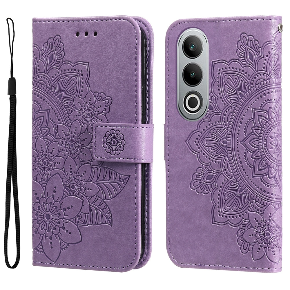 For OPPO K12 Seven-petal Flowers Embossing Leather Phone Case(Light Purple)