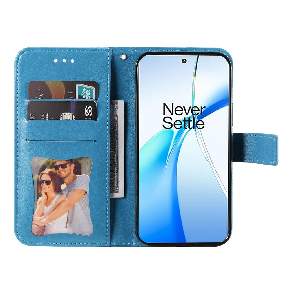 For OPPO K12 Seven-petal Flowers Embossing Leather Phone Case(Blue)