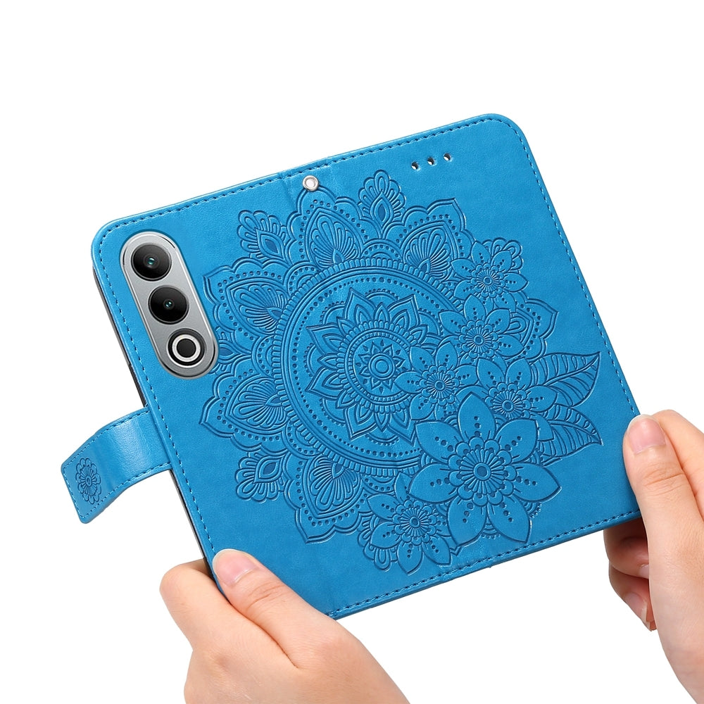 For OPPO K12 Seven-petal Flowers Embossing Leather Phone Case(Blue)