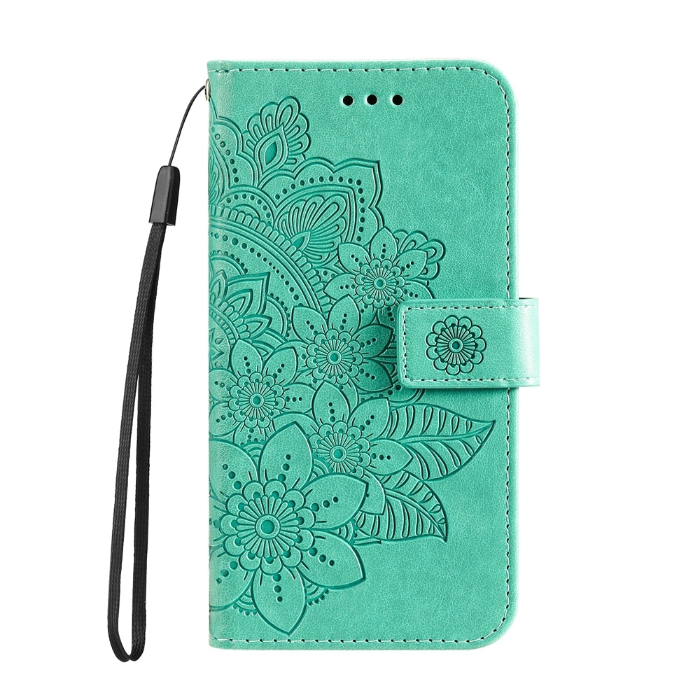 For OPPO K12 Seven-petal Flowers Embossing Leather Phone Case(Green)