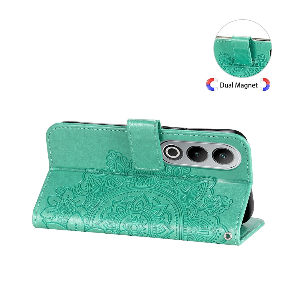 For OPPO K12 Seven-petal Flowers Embossing Leather Phone Case(Green)