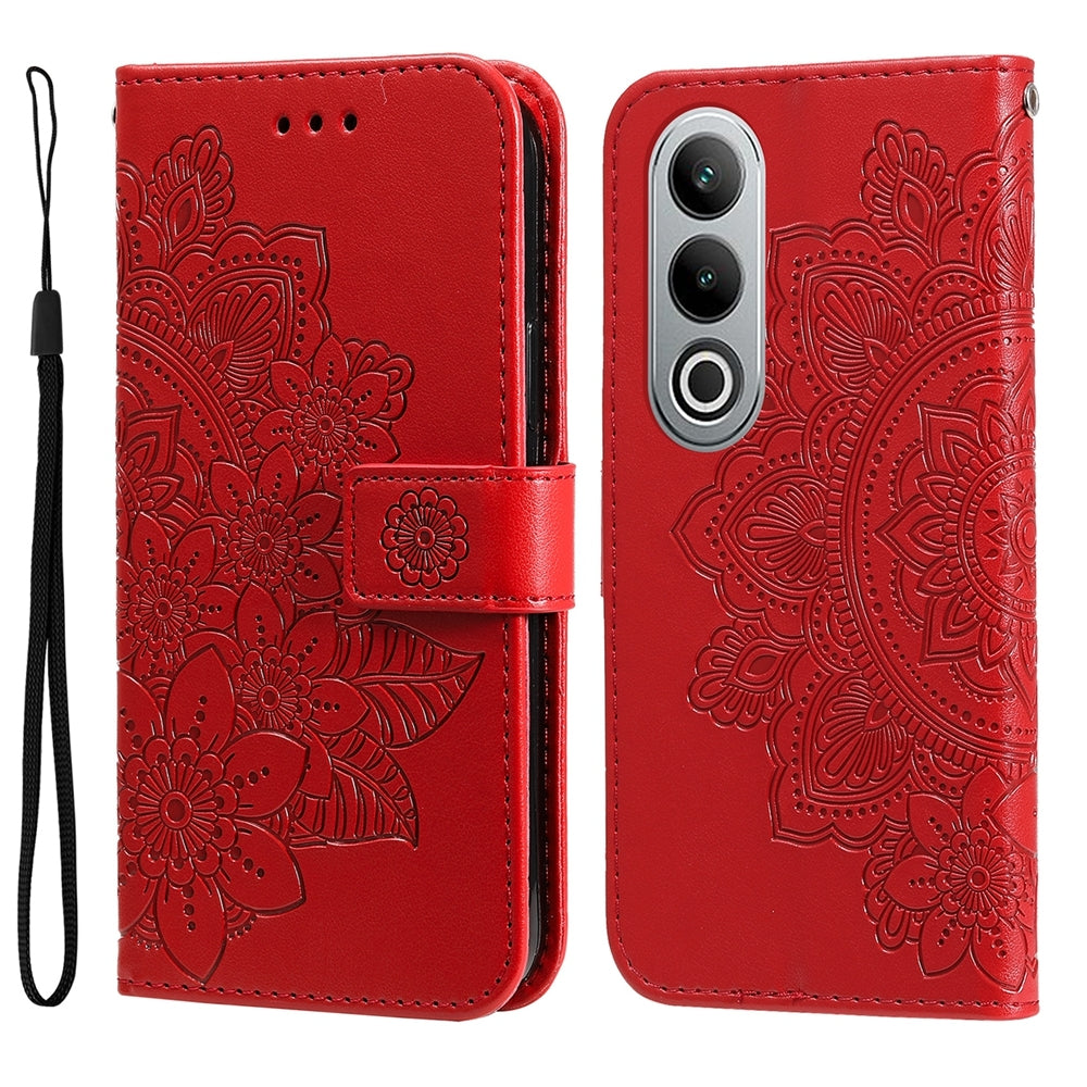 For OPPO K12 Seven-petal Flowers Embossing Leather Phone Case(Red)