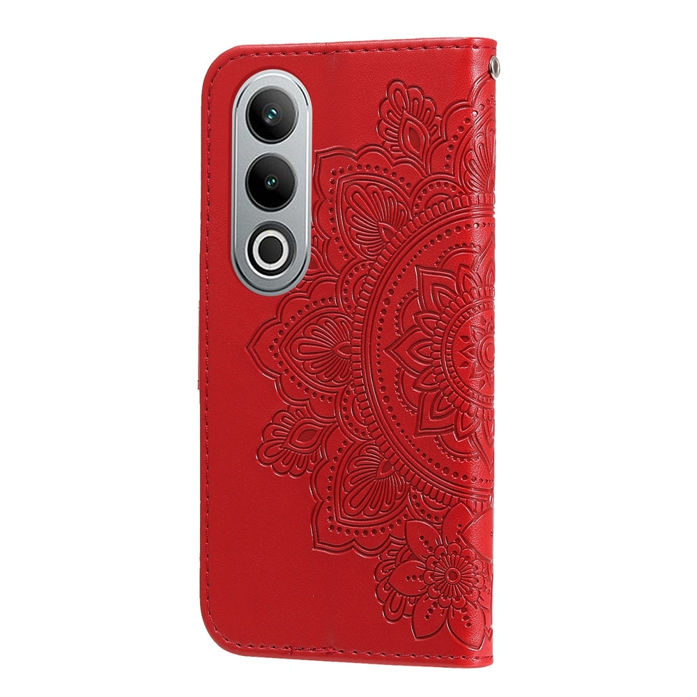 For OPPO K12 Seven-petal Flowers Embossing Leather Phone Case(Red)