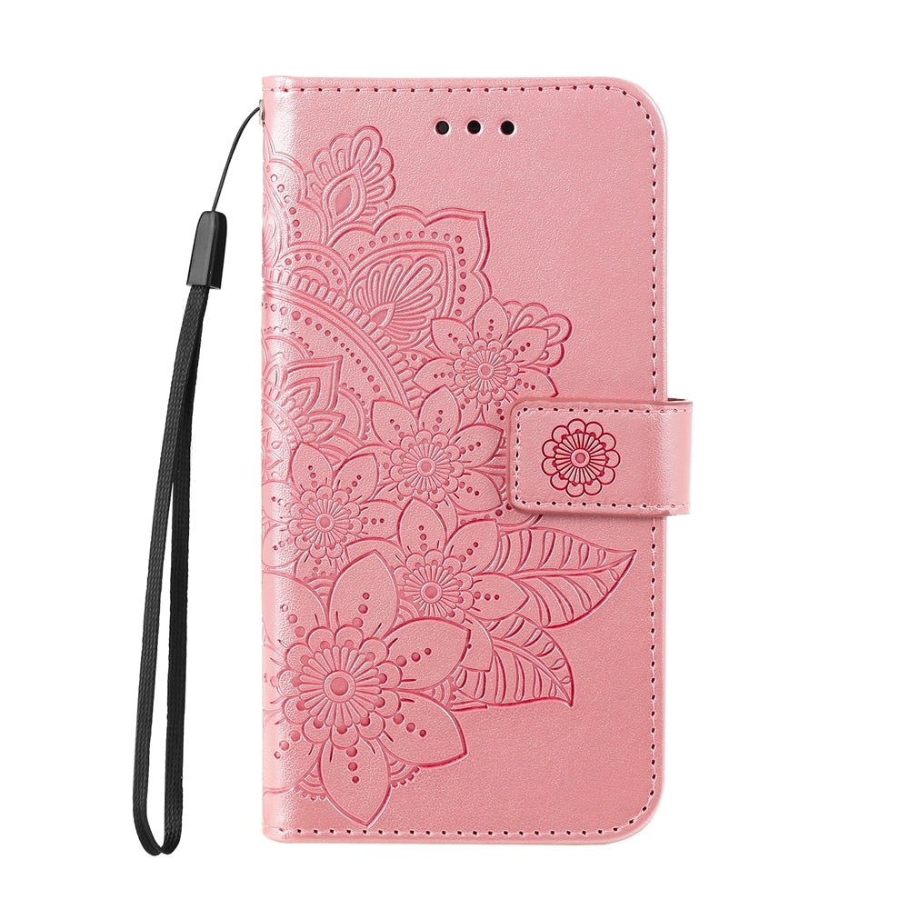 For OPPO K12 Seven-petal Flowers Embossing Leather Phone Case(Rose Gold)