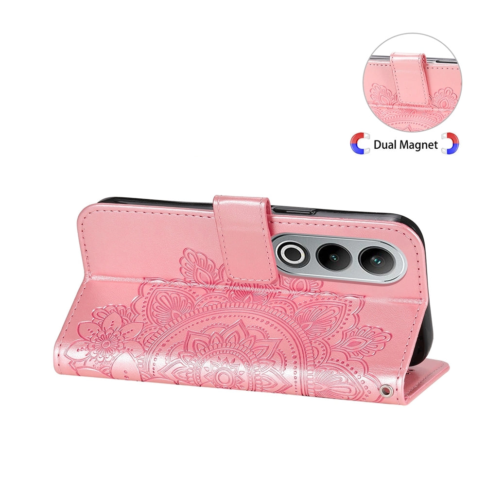 For OPPO K12 Seven-petal Flowers Embossing Leather Phone Case(Rose Gold)