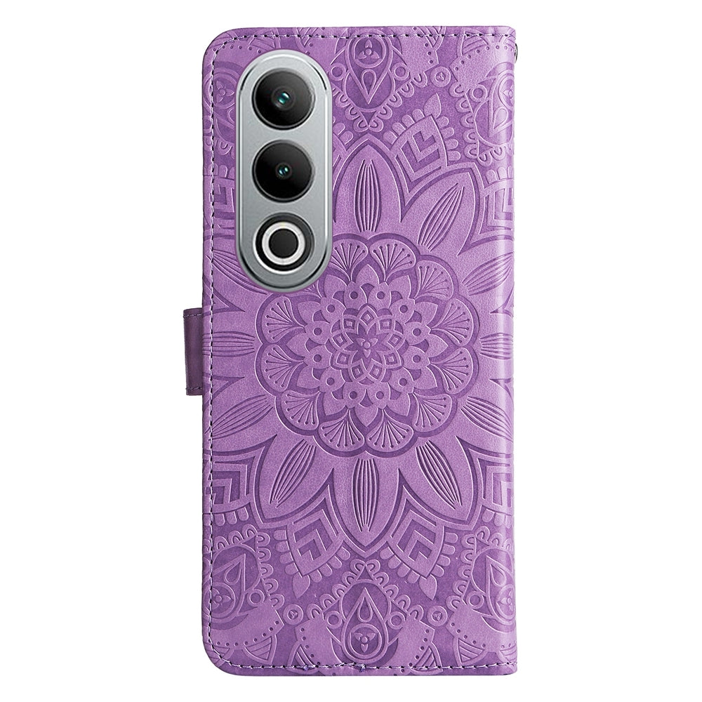 For OPPO K12 Embossed Sunflower Leather Phone Case(Purple)
