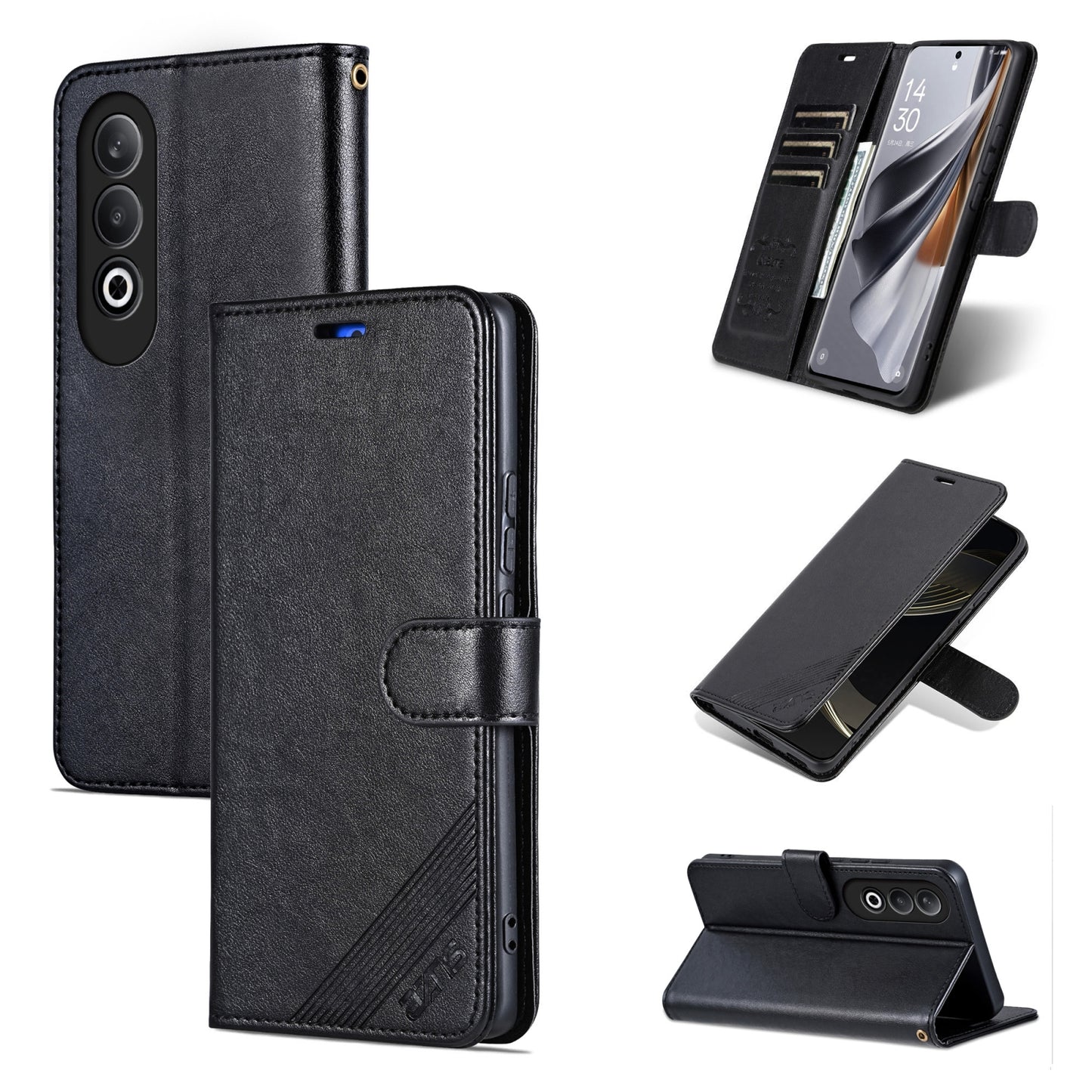 For OPPO K12 AZNS Sheepskin Texture Flip Leather Phone Case(Black)